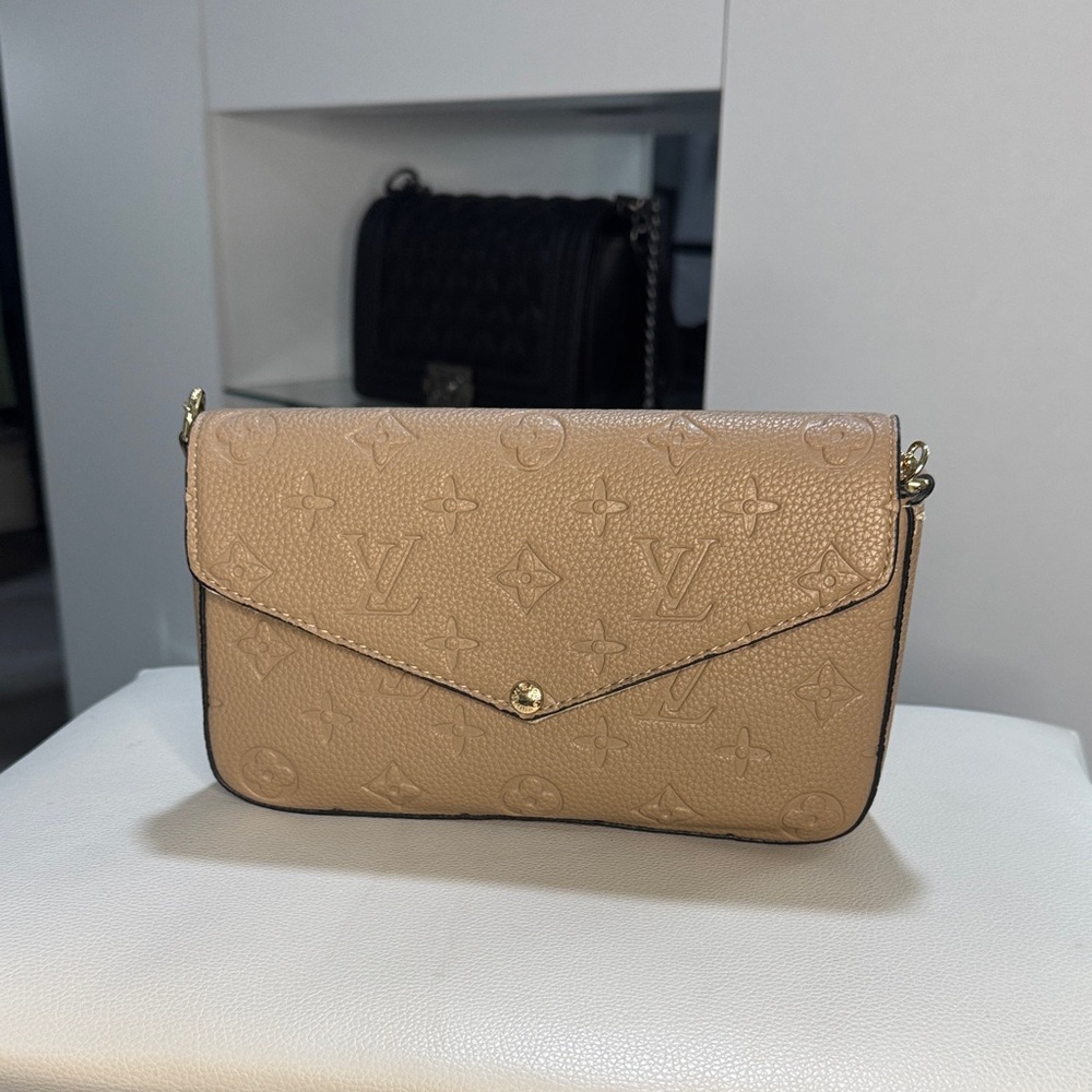 Beige Monogram Crossbody Bag